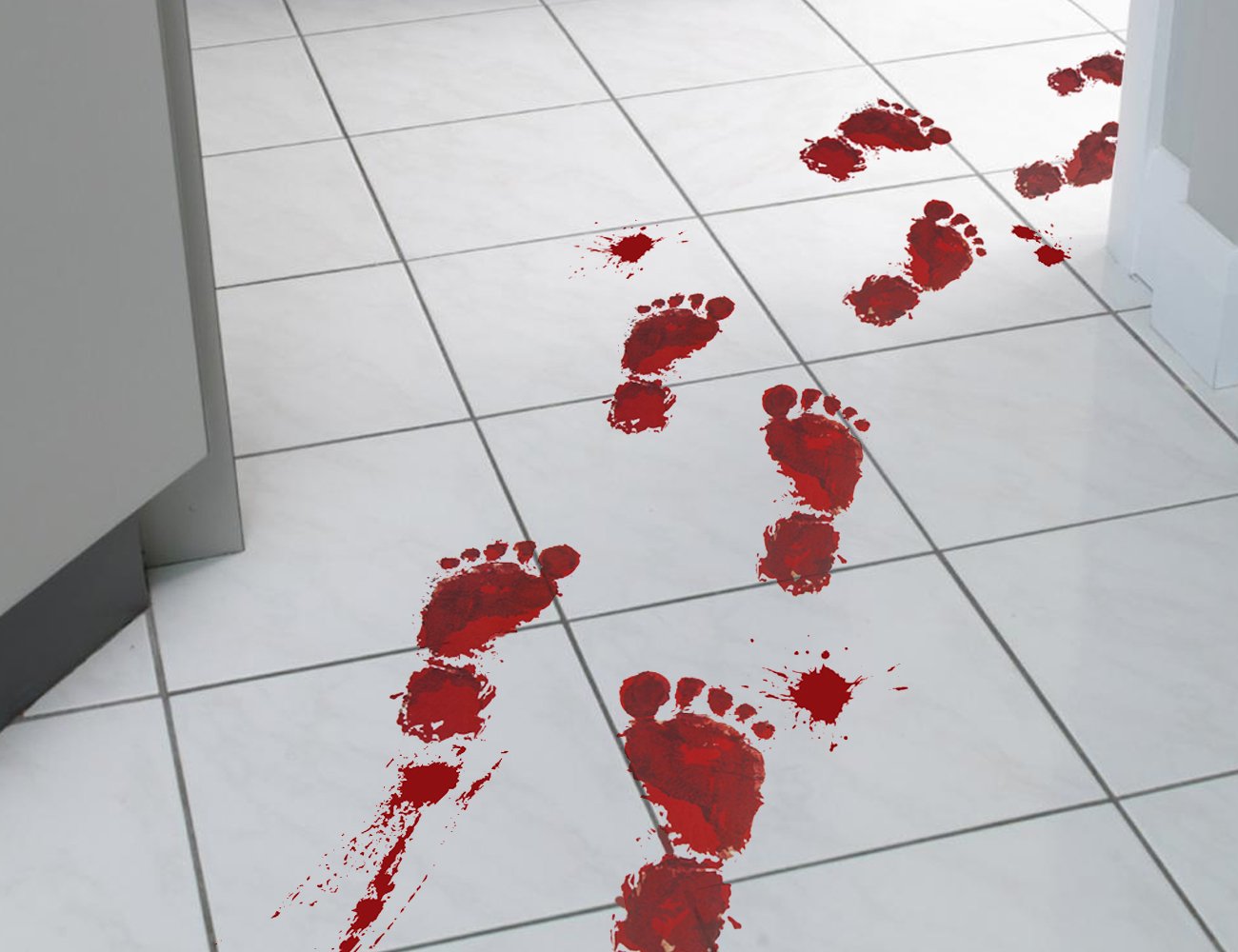 126PCS Bloody Footprints Floor Clings Halloween Handprint Zombie