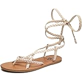 Trary Flat Sandals Women, Lace Up Open Toe Gladiator Dressy Summer Beach Sandals for Women