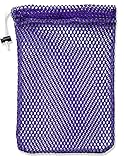 Mesh Stuff Bag - 11” x 15” - Durable Mesh Bag with Sliding Drawstring Cord Lock Closure. Great for Washing Delicates, Rinsing Beach Toys, Seashell Collecting or Scout Mess Bags. (Purple)