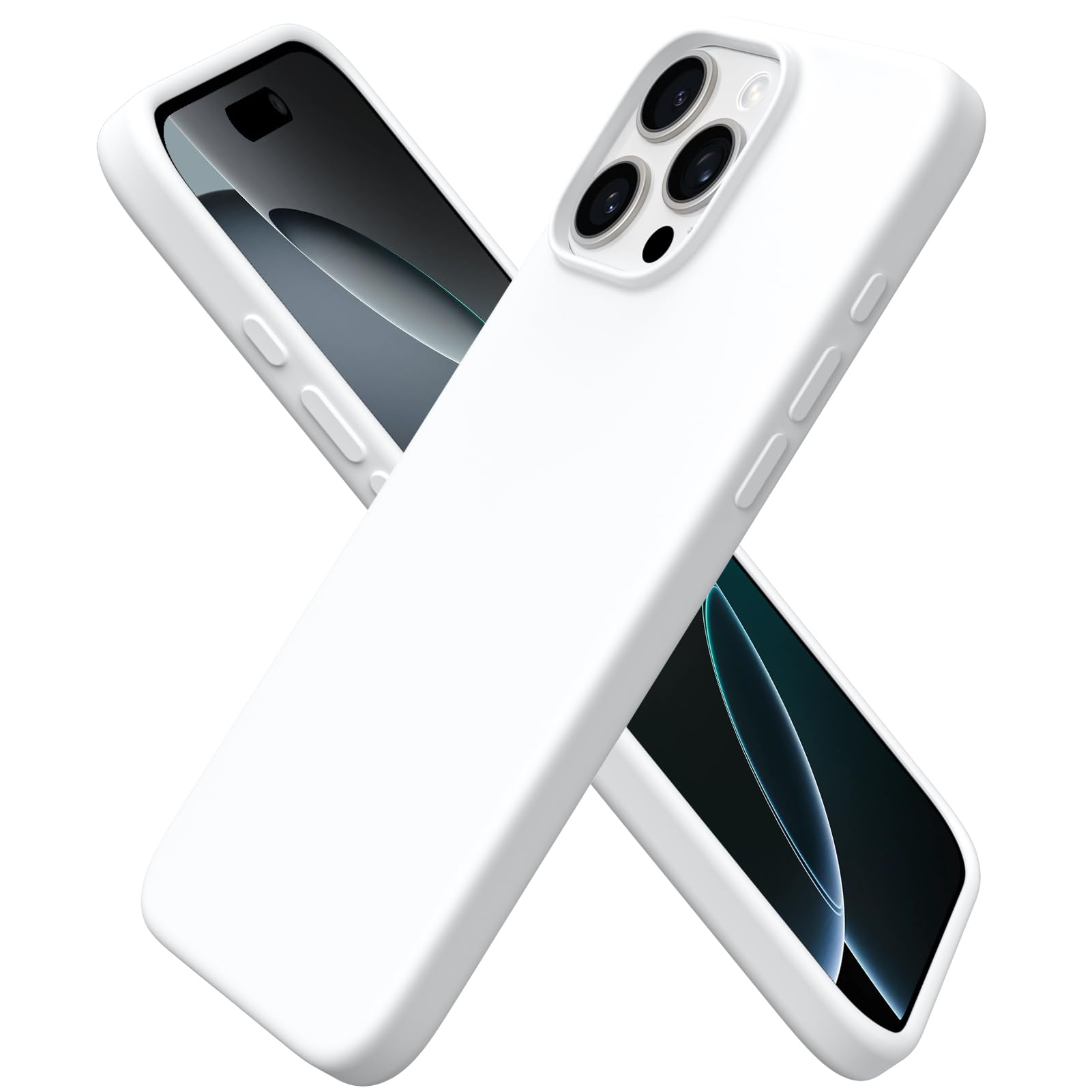 Photo 1 of ORNARTO Compatible with iPhone 16 Pro Max Case 6.9", Slim Liquid Silicone 3 Layers Soft Gel Rubber Shockproof Protective Case with Anti-Scratch Microfiber Lining-White