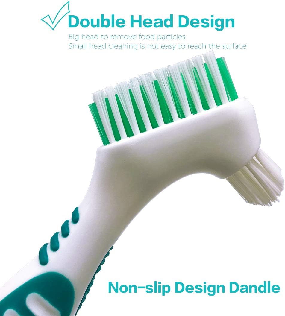 2 Pcs Premium Hygiene Denture Cleaning Brush Set, Multi-Layered Bristles & Ergonomic Rubber Handle, for Denture Care: Health & Personal Care