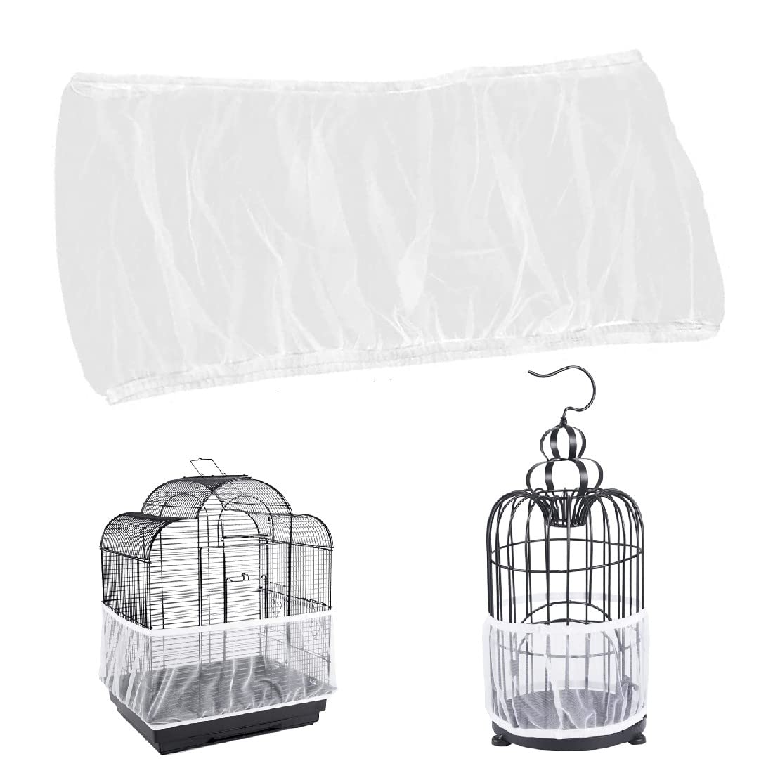 LICHUANUK Covers for bird cages, bird cage, dirt catcher, bird cage seed catcher, for cages with a circumference of 100-170 cm, for round, square cage, white, M