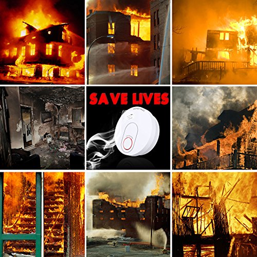 10 Years Battery-Operated Smoke and Fire Alarm/Detector(Not Hardwired) with Silence Button and 10-hours Eliminates Late Night Low Battery Chirps Mode Photoelectric Sensor & UL Listed Smoke&Fire Alarm