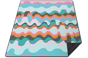 Cuslnox Picnic Blankets Waterproof Foldable Extra Large,80"x 60" Outdoor Beach Blanket Waterproof Sandproof,3-Layer Lightweight Handy Mat Tote Picnic Camping Rugs for Outside Your Rv(Boho Rainbow)