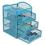 Annstory, Home Office Mesh 3- Drawer Tray Desktop Organizer, Blue