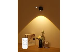 GARTO Spotlight Battery Operated, Motion Sensor Picture Light LED Cat-Eye Bulb Wall Sconce, Stick on Display Accent Lighting Dimmable 360° Rotation Rechargeable for Paintings (Black, 1Pack-Remote)