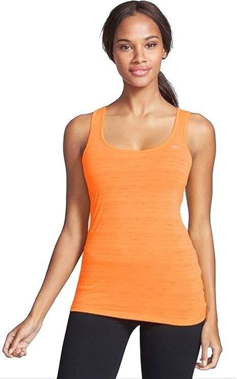 NIKE Women's Dri-FIT Touch Breeze Racerback Tank Top (Orange Volt) at Amazon Womenâs Clothing store