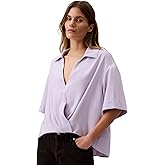 Calvin Klein Womens Crepe Printed Wrap Top