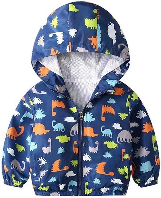 Baby Boys Dinosaur Hooded Jacket Coat Toddler Kids Casual Lightweight