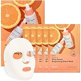 Hanskin Vitamin C Glow Sheet Mask – Korean Brightening & Hydrating Face Mask with Vitamin C + Niacinamide for Radiant, Even-Toned Skin | Glowing, Revitalizing Serum Mask | 10EA