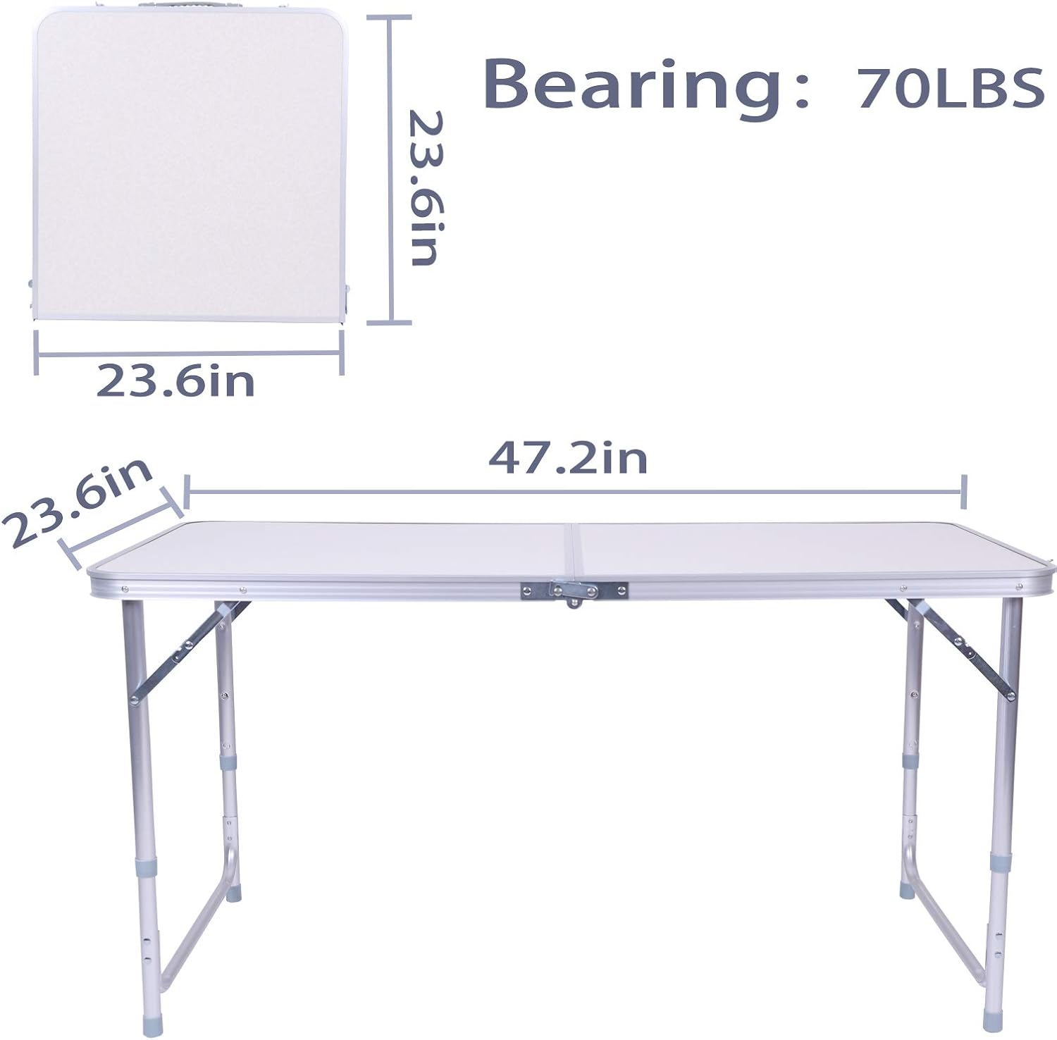 Zelphane Folding Camping Table Height Adjustable, 4 Feet Aluminium Portable Picnic Table Lightweight for Camping Beach Outdoor Party BBQ: Kitchen & Dining