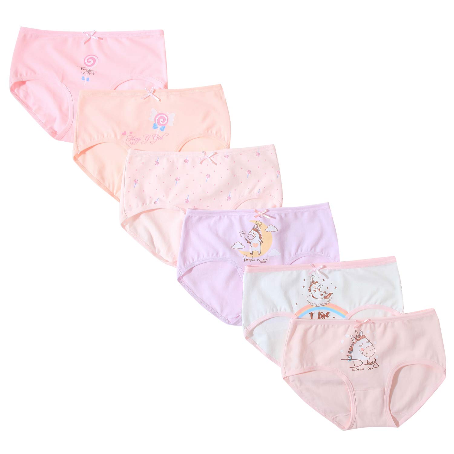 Girls Unicorn Underwear Little Girls Cotton Panties Assorted Briefs Pack of 6
