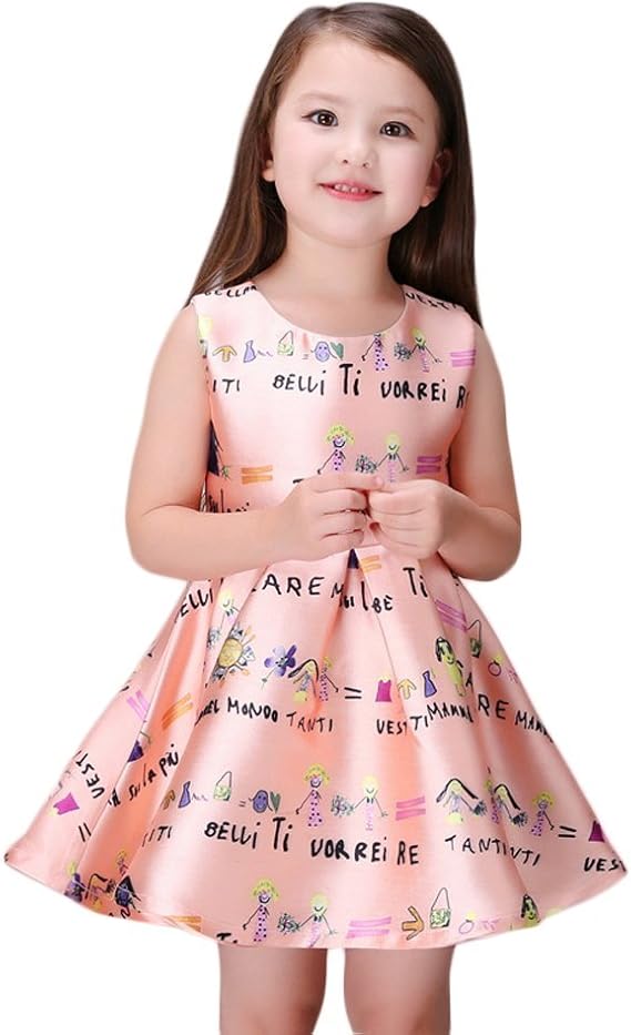 Valentina Girls Sleeveless Princess Lovely Print Dress