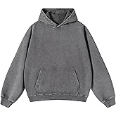 ATOFY Oversized Hoodies for Men Womens Pullover Sweatshirts Acid Wash Vintage Loose Fit Unisex Cotton Outfits