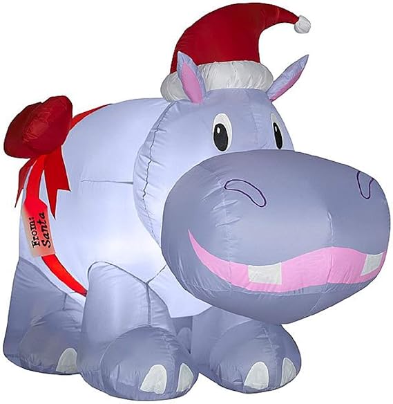 Purple Hippo Christmas Decoration 