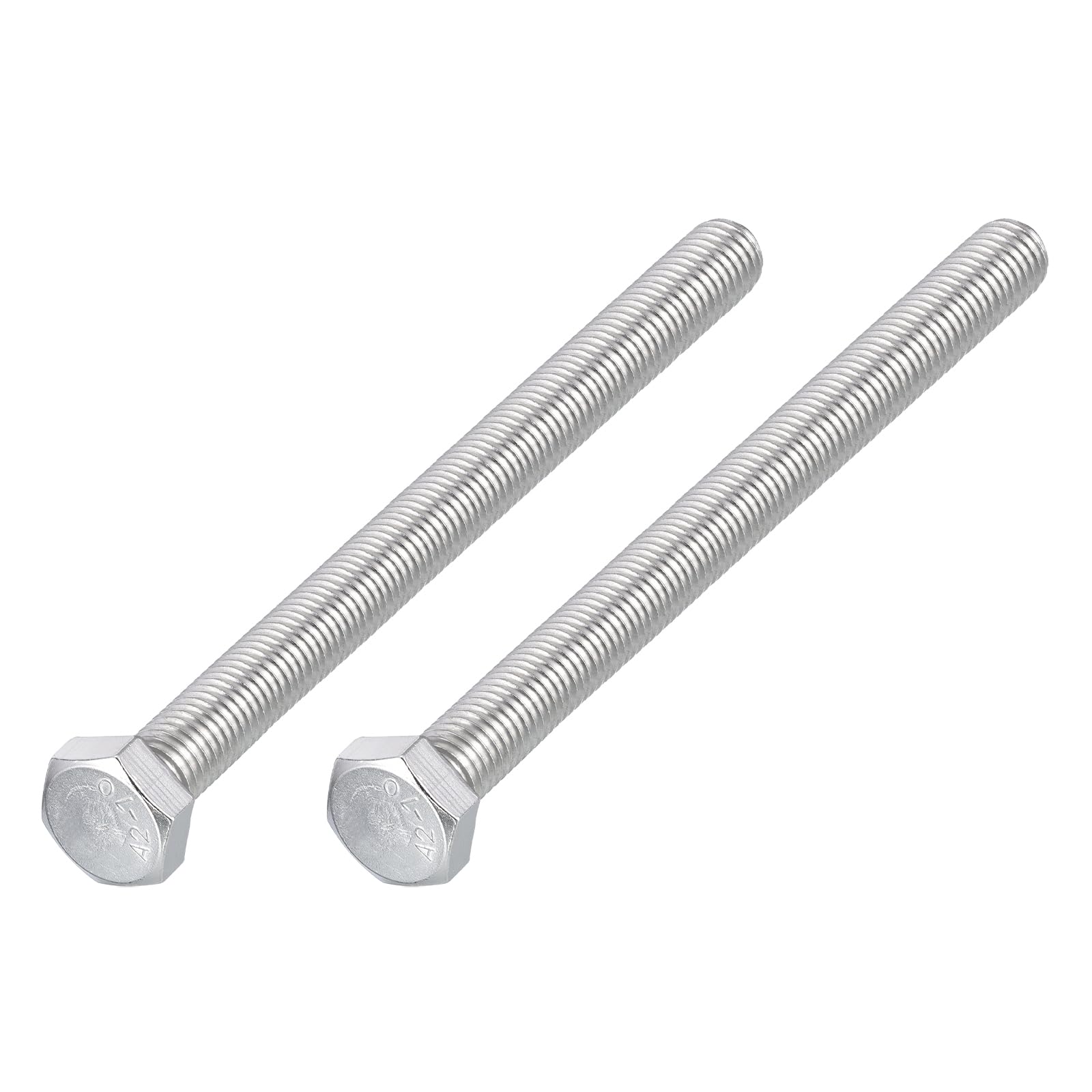 METALLIXITY Hex Bolts (M12-1.75x150mm) 2Pcs, 304 Stainless Steel Coarse Fully Threaded Hex Head Screw Bolt Machine Screws - for Furniture Repair, Silver