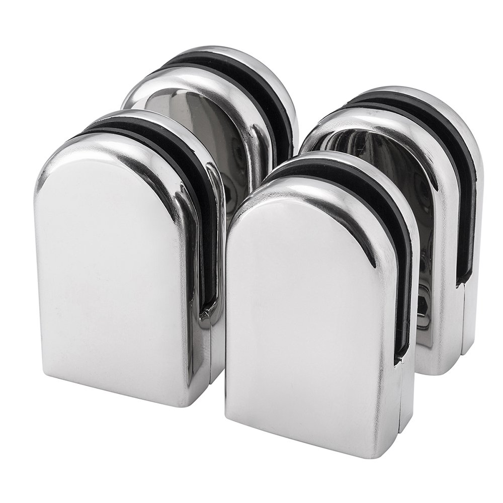 4pcs Stainless Steel Glass Clamp Solid Glass Shelf Clamp Holder Bracket Clip Support for 6-8mm thick Glass Wall Mount Home Bathroom
