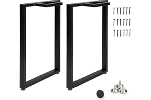 HOMEKAYT Metal Table Legs Industrial Furniture Legs Heavy Duty Desk Legs 28’’x 24’’ Multiple Uses for Dinning Table, Computer Table, Office Table (Black, Set of 2)
