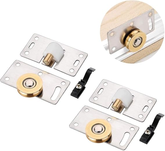 2 piezas Armario Puerta corredera Polea Acero inoxidable Ranurado Rueda
