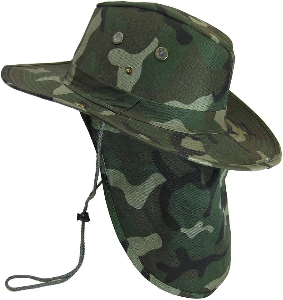 Boonie Bucket Hat Neck Flap Tactical Wide Brim Outdoor Military at