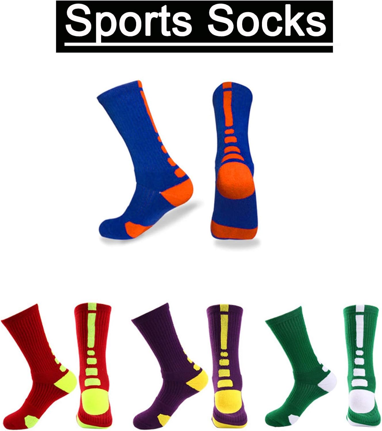 Men's Basketball Sock 4Pack Cushion Athletic Long Sports Outdoor Socks Compression Socks: Clothing