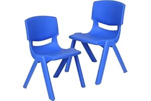 Playkidiz Kids Plastic Chair Set of 2- Preschool Chairs for Toddlers Kids 20.5" H - Stackable Kids Chairs with Perfect Design for School Playroom Daycare Home - Blue