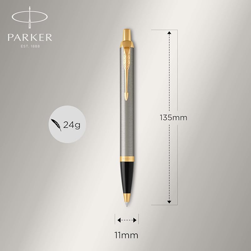 IM stylo bille | métal brossé | pointe moyenne| encre bleu | coffret cadeau