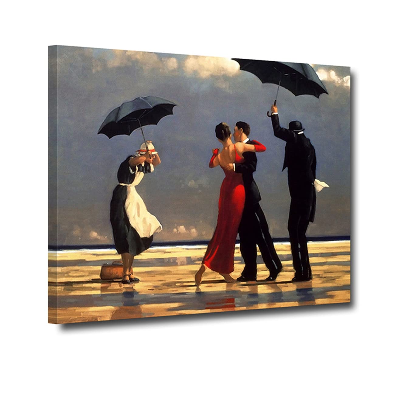 ZHONGYUTONG Canvas Painting Print The Singing Butler by Jack Vettriano Poster Jack Vettriano Wall Art Picture for Living Room Bedroom Modern Home Decoration (Framed,Ready to hang, 12''x18''(30x45cm))