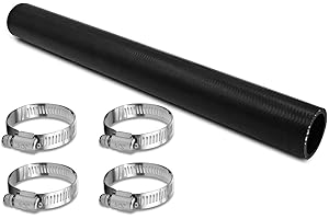 1 1/2" Gasoline Fuel Filler Neck Hose (38mm ID) with 4 Clamps - 40cm Long Straight Gas Tank Hose (1.5" ID) ca