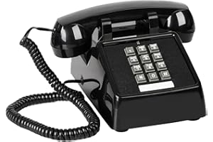 Sangyn Classic Vintage Cord Phones for Landline Old Telephone with Mechanical Ringer Volume Control Retro Analog Desk Phone for Home House School, Black
