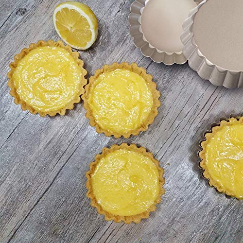 AQIMY Mini tart pans 4 inch Non Stick Quiche Pan Baking Molds, Set of 6