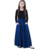 KYMIDY Girls Maxi Dress Kids Long Sleeve Casual Floral Dresses with Pockets for Girls 6-14 Years