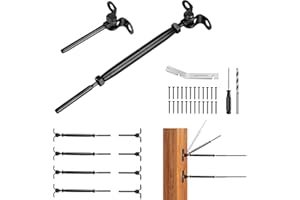 Steel DN Mate 20 Pairs Black Cable Railing Kit, T316 Stainless Steel 1/8” Swage Toggle Turnbuckle Hardware for Wood Posts, 180°Adjustable Angle Wire Railing Kit, Stair Deck Cable Railing System BH20