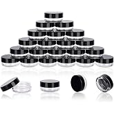 3 Gram Sample Containers 25 Count Empty Lip Balm Containers with Labels | Leak Proof, Clear PS, Perfect 3g Size, Includes Labels &amp; Mini Spatulas, for Samples, Lip Balm, Crafts and Travel