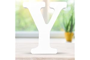 CUXFLS 6 Inch 3D White Wooden Letters, Unfinished Wood Alphabet for Letter Board - Wall Decor - DIY - Painted - Educational - Home Wall Decoration (Letter Y)