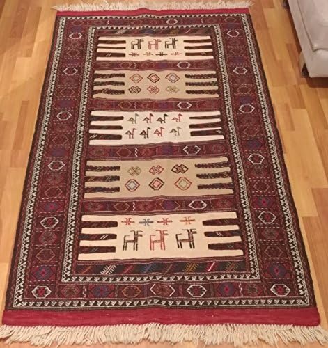 Persian Qashgai Kilim Persian Rug 3.10 x 5.40 ft (95x165 cm) Area Rug Kilim Tapis キリム Alfombra Rug Tapestry Kelim Teppich Oriental Rug Wool