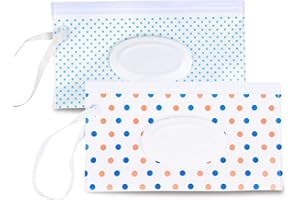 Fnydvis Baby Wipe Dispenser,Refillable Wipe Holder,Portable Wipes Container Travel,Wipes Case,Reusable Travel Wet Wipe Pouch (2Pack)