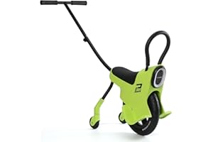 YIOMIED 12in Hand Push Unicycle for Kids, Light Unicycle Bikes with Light/Handrails/Auxiliary Wheels, Parent-Child Unicycle Bike, Unicycle Balance Bikes, Kids Unicycle Bicycles (Green)