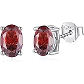 Natural Garnet/Amethyst/Peridot/Citrine/Sky Blue Topaz Gemstone Stud Earrings for Women, 925 Sterling Silver Birthstone Earrings hypoallergenic, Jewelry Gifts for Her Birthday