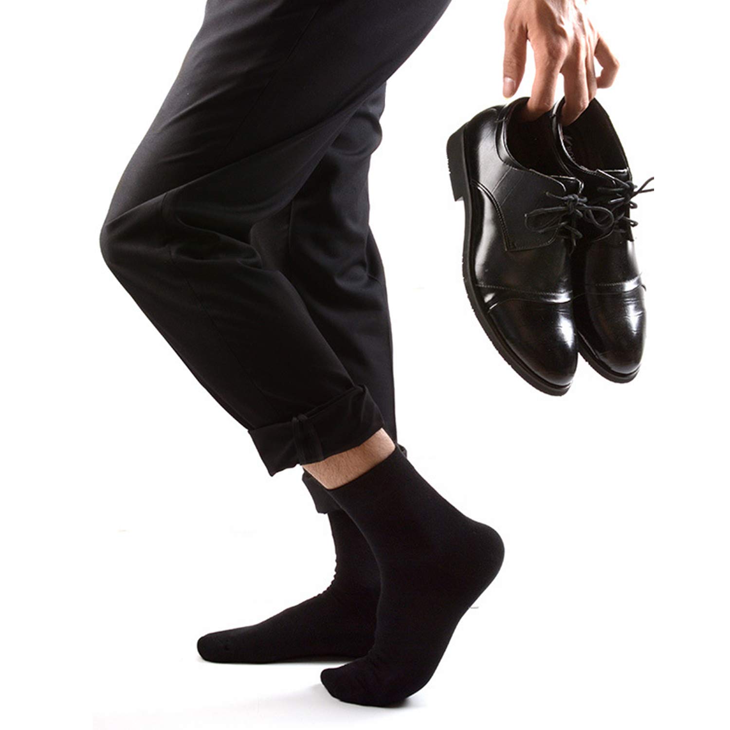 M MOACC Men\'s Breathable Combed Cotton Cushion Dress Half Crew Socks,6 Pair #80402