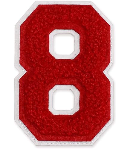 Number 6 Chenille Varsity Iron-On Patch - Black/White, 2.5" High For Jackets & Bags