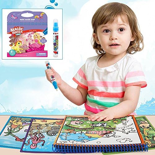 MIYUE Water Reveal Pad Paint Pens Set for Toddlers, Paint with Water Books for Toddlers, Magic Water Wow Coloring Books Princess Water Reveal Pad Paint Book for Boys &amp; Girls Toddlers