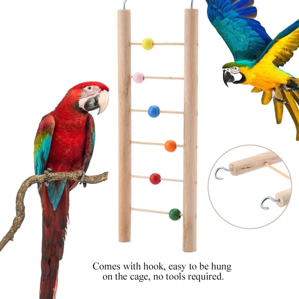 HEEPDD Parrot Ladder, Wooden 6 Ladder Climbing Toy Hanging Swing for