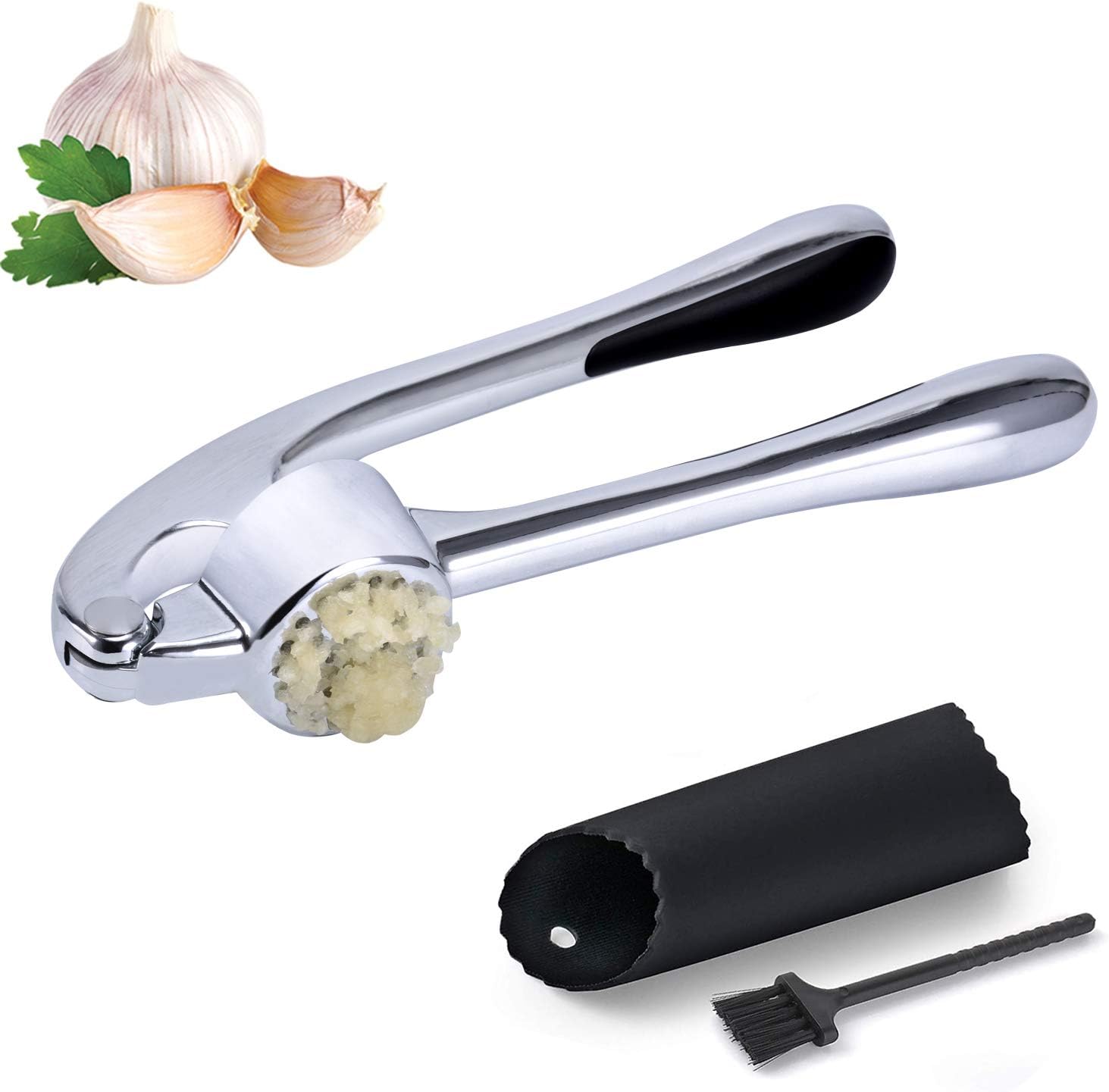 WUPYE Knoblauchpresse Edelstahl - Professionell Mit Reinigungsbürste