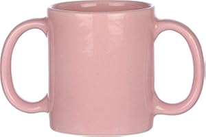 HealthGoodsIn Dual Handle Mug (Double Grip Mug) to Aid Tremors, MICROWAVE SAFE, 11.83 US Fl. Oz. (350 Ml) - PEACH Color