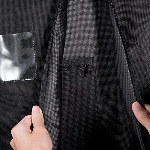 MaidMAX 60'' Extra Long Garment Bag Suit Garment Cover with a Transparent Label Holder, Zipper and Inside Pocket, Black