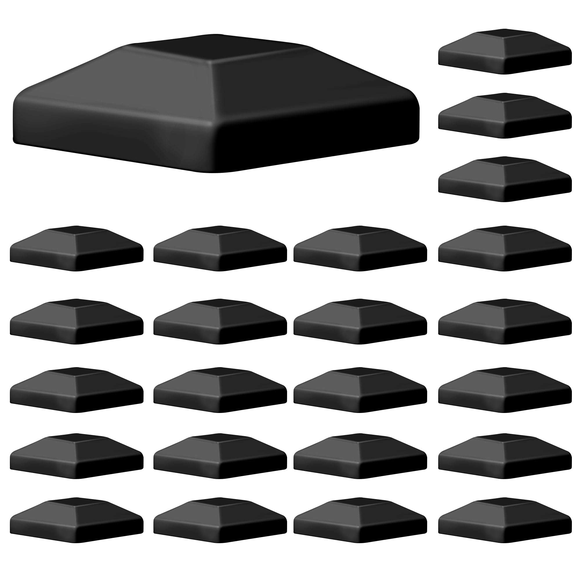 Photo 1 of TonGass (24-Pack, Black) 4"x4" (3 5/8") Wood Fence Post Caps - Wooden Fence Cover Deck Post Cap, Durable Plastic Water-Proof and UV-Proof, Protect Wooden Poles from Cracking and Rotting