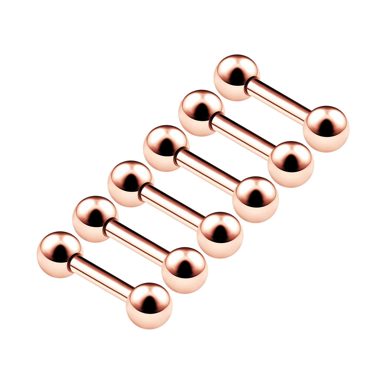 6PCS Stainless Steel Anodized Straight Barbell Ball Rook Eyebrow Daith Cartilage Earrings Tragus Piercing Jewellery, Stainless Steel, Steel, N/A