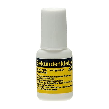 Langlauf Sekundenkleber GEL 10 g in der praktischen Pinselflasche Nagelkleber Bastelkleber Atomkleber Superkleber