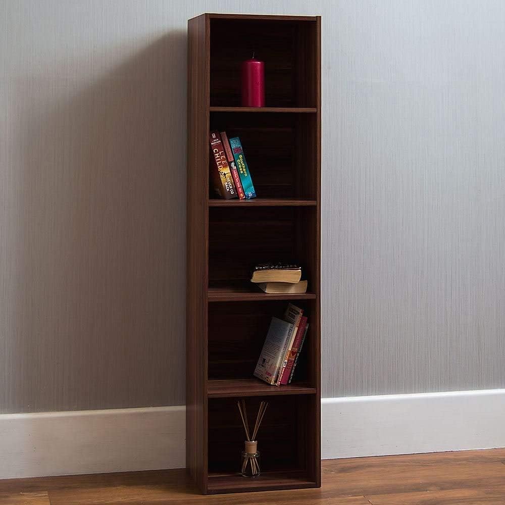 Vida Designs Oxford 5 Tier Cube Bookcase, Walnut Wooden Shelving Display Storage Unit Office Living Room Furniture